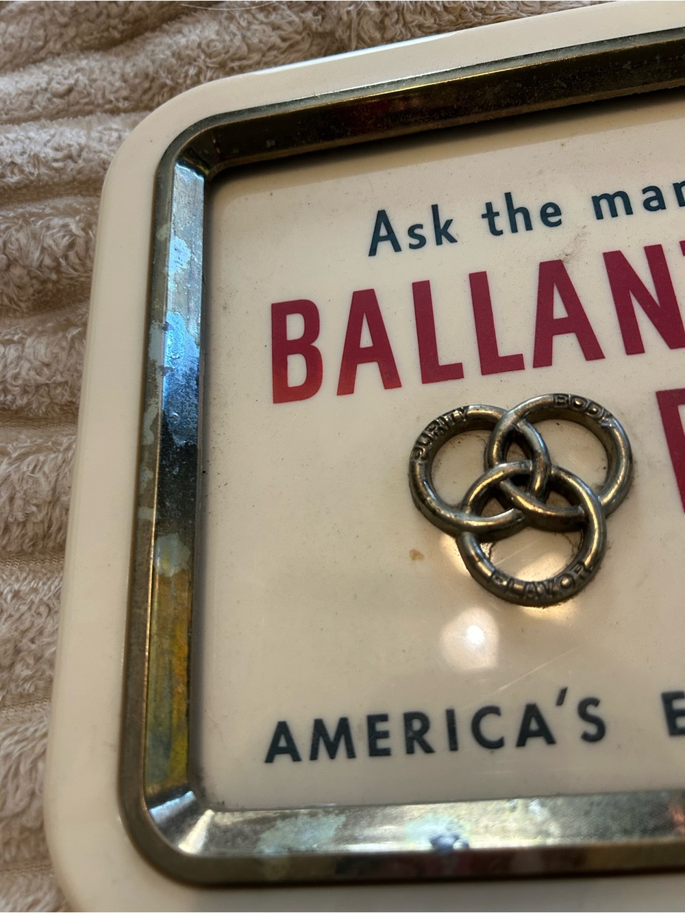 Ballantine Beer Vintage-Style Wall Sign in Cream and Red - Picture 3 of 5